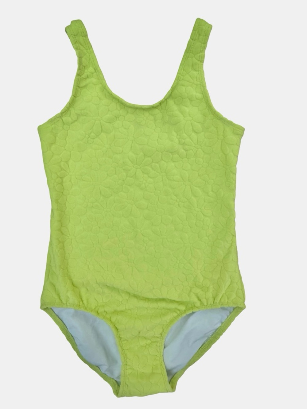 Old Navy Lime Green Floral Textured Kids One-Piece Swimsuit